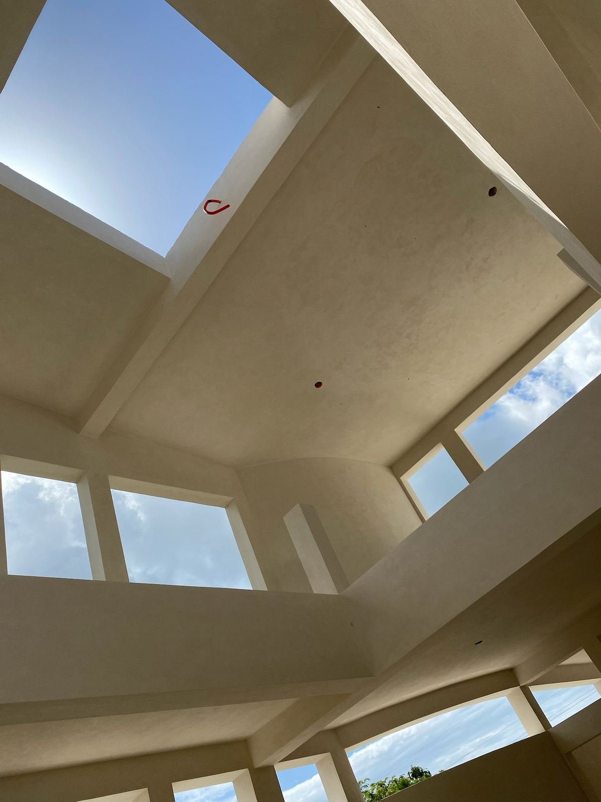 Finished ceiling skylight detail at Rancho Verde Tulum